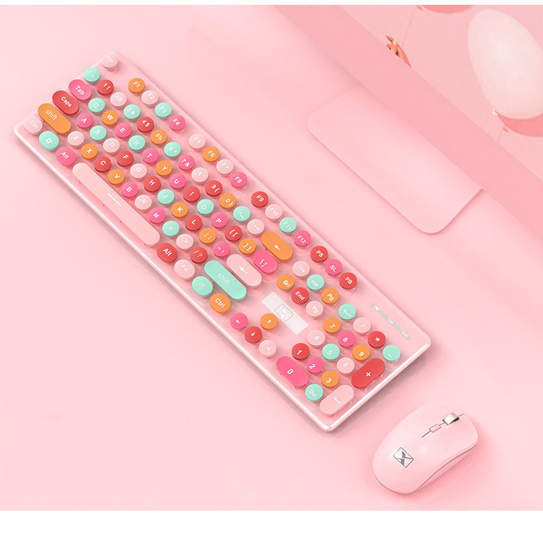 Rechargeable Candy Lipstick N620 Wireless Keyboard Mouse Set - Image 3