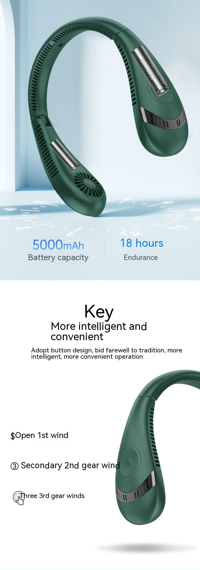 Hanging Neck Fan Neck Hanging Lazy Foldable Small Portable Hanging On Neck Portable - Image 5