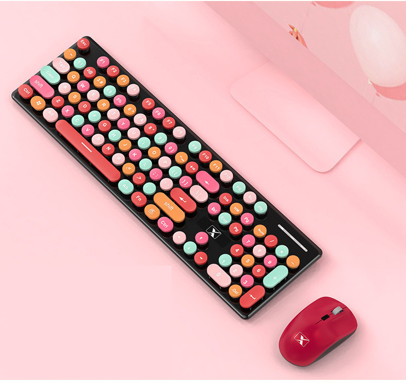 Rechargeable Candy Lipstick N620 Wireless Keyboard Mouse Set - Image 2
