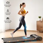 UREVO Walking Pad - 2.25HP Portable Under Desk Treadmill for Home Office, Walking Jogging, Space-Saving, Compact, and Foldable Design with Orange Color - Image 2