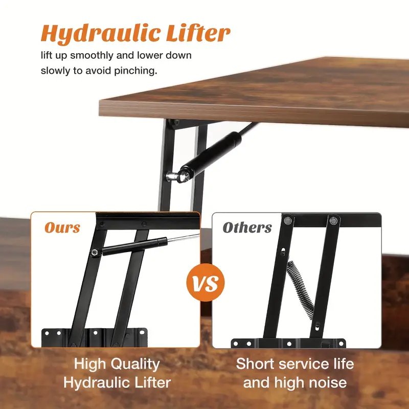 Hybirdmarket - Luxury Wooden Tea Table with Hydraulic Lifting Top - Image 3