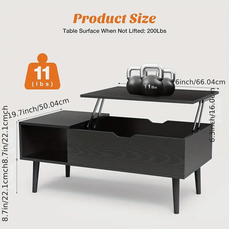 Hybirdmarket - Luxury Wooden Tea Table with Hydraulic Lifting Top - Image 2