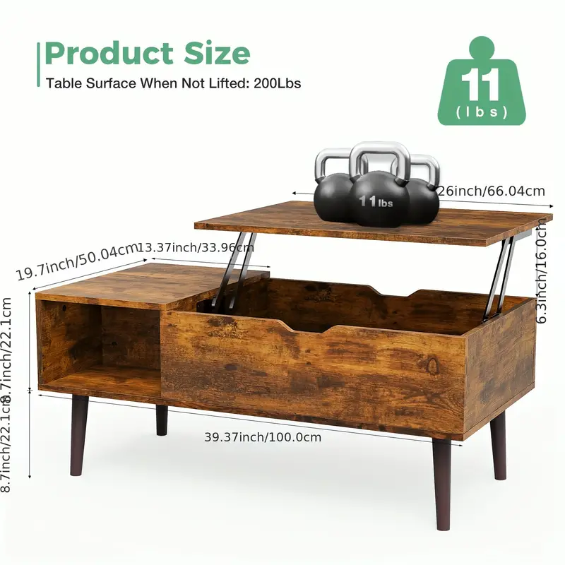 Hybirdmarket - Luxury Wooden Tea Table with Hydraulic Lifting Top - Image 10