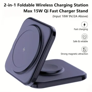 Hybirdmarket - 2-in-1 15W Fast Wireless Charging Station