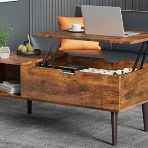 Hybirdmarket - Luxury Wooden Tea Table with Hydraulic Lifting Top