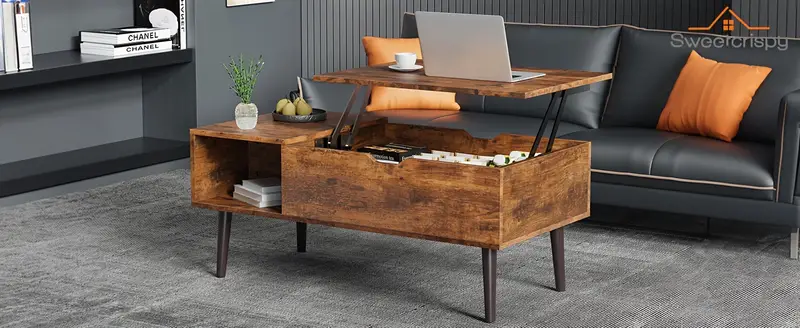 Hybirdmarket - Luxury Wooden Tea Table with Hydraulic Lifting Top